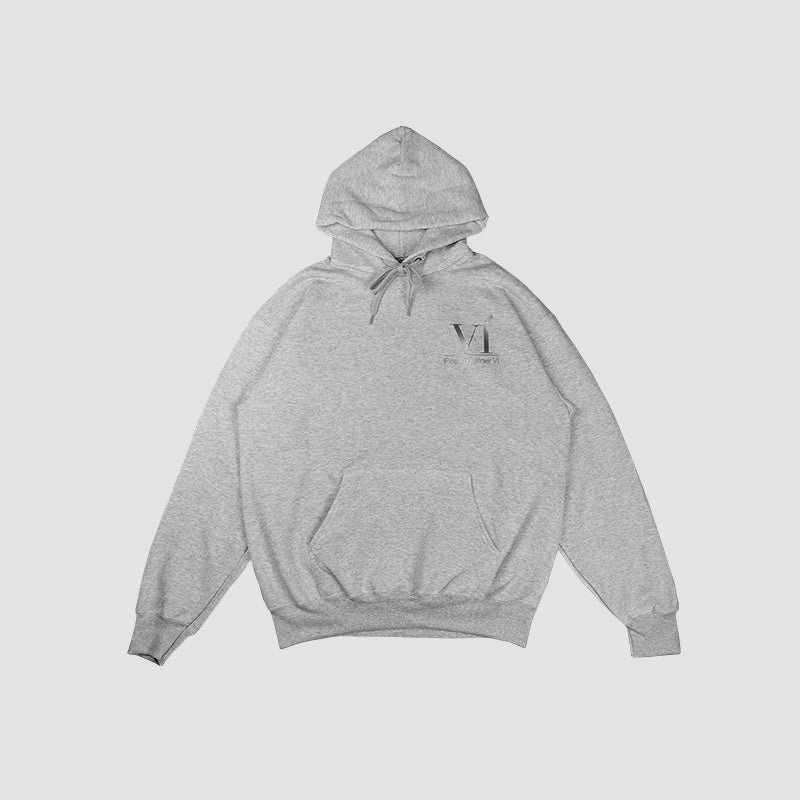 Front view of Find Your Inner Vi hoodie in heather grey