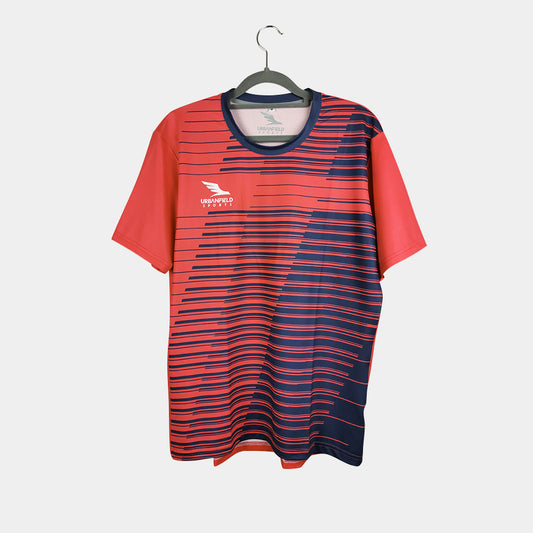 Men's Horizontal Stripes Short Sleeve T-shirt - Coral Red