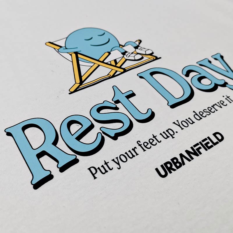 Close of Urbanfield Sports rest day character graphic